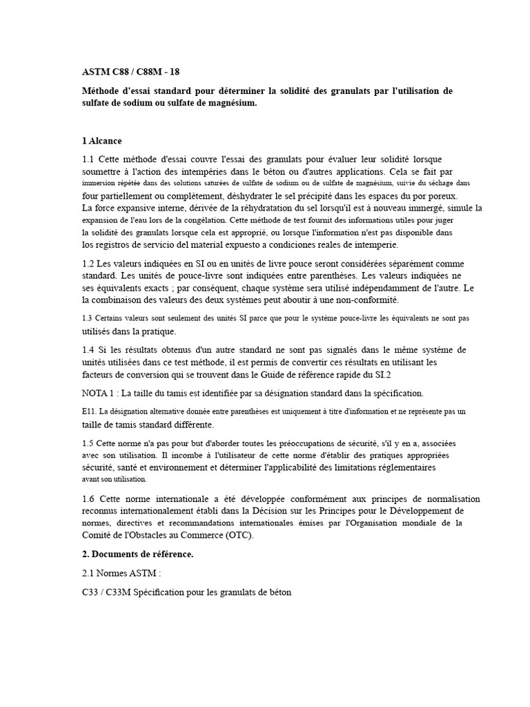 Test de solidité des granulats ASTM C88 | PDF | Matériaux