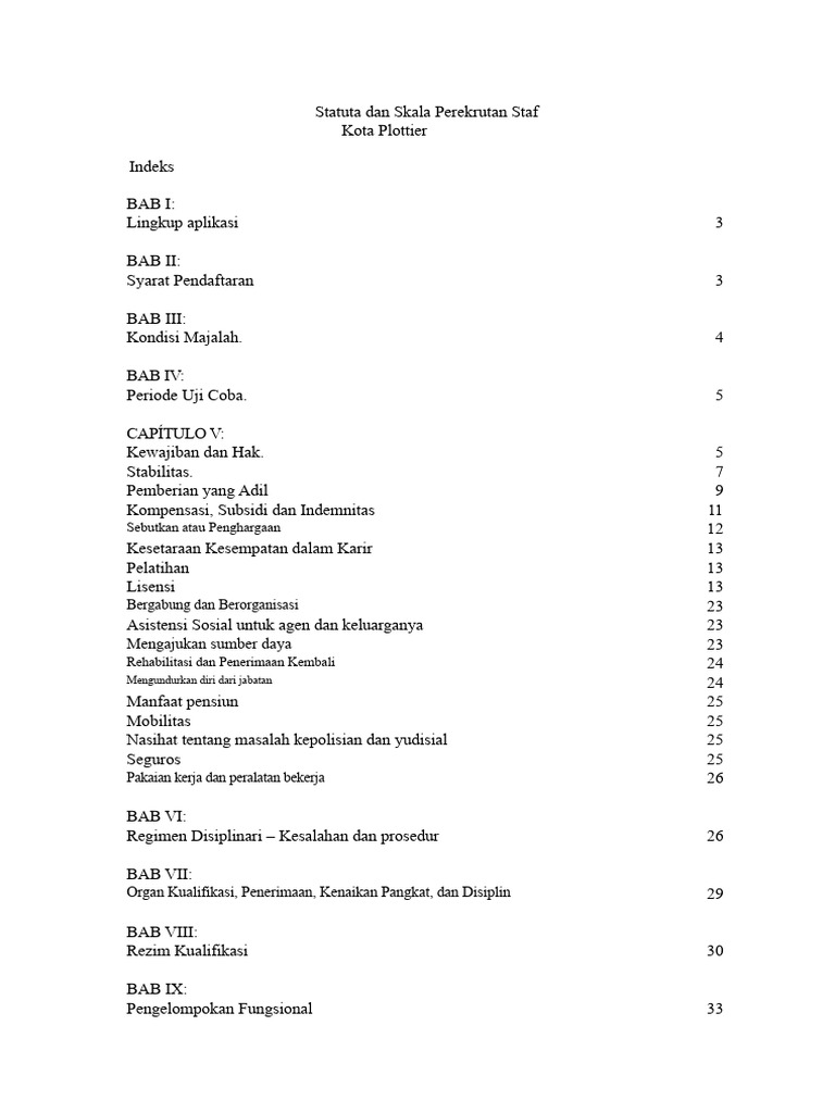 Statuta Perekrutan Staf Kota Plottier | PDF