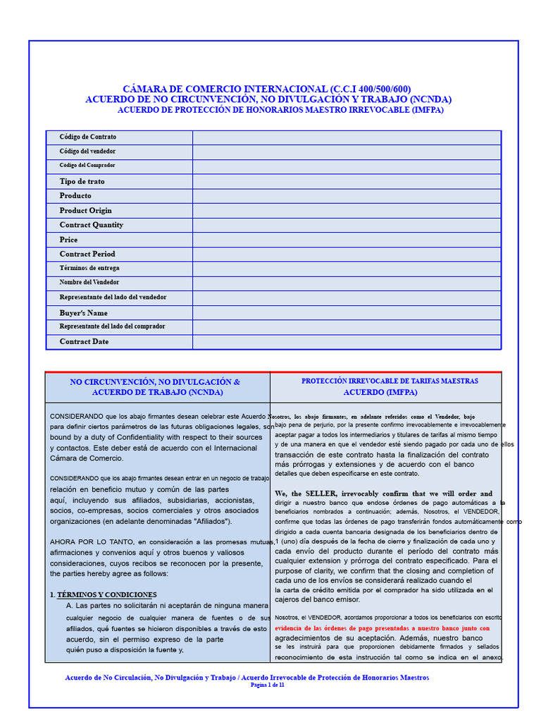 Acuerdo NCNDA e IMFPA para Transacciones | PDF | Transferencia bancaria ...