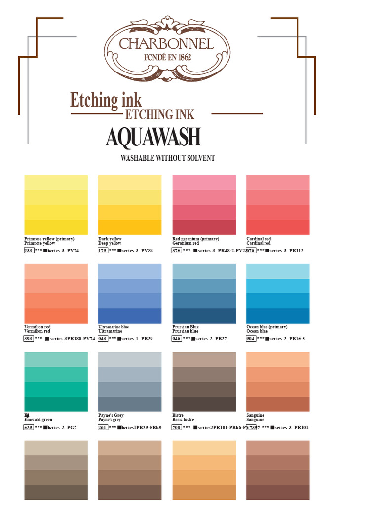 Charbonnel Aquawash Color Chart | PDF