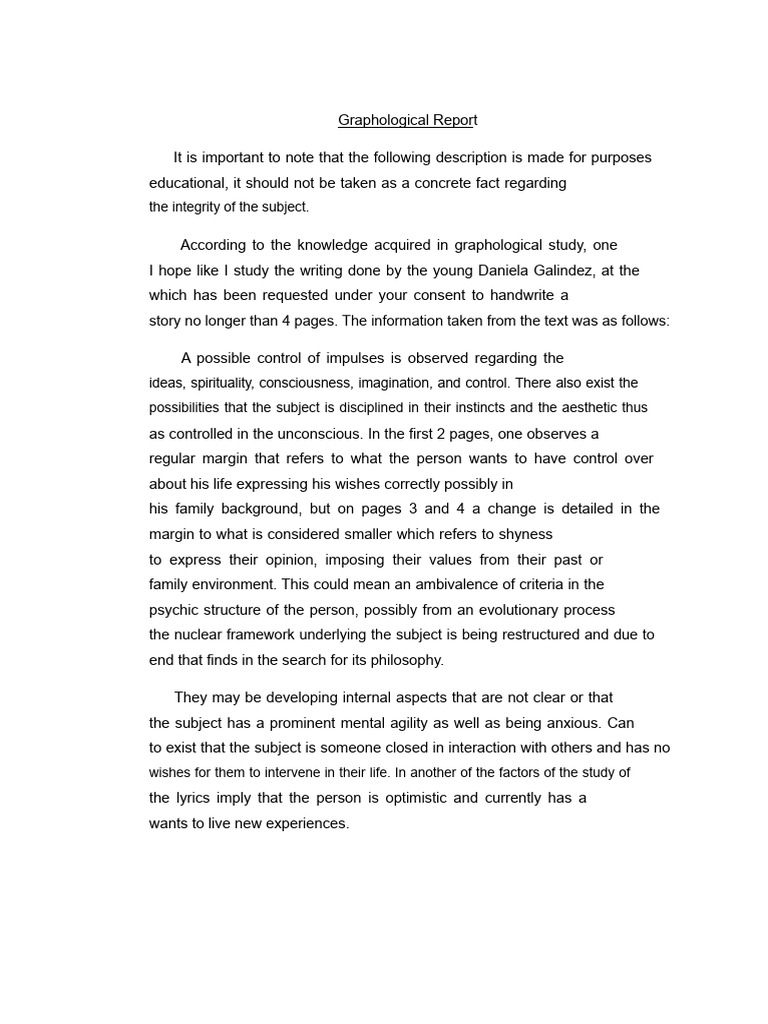 Graphological Analysis of Daniela Galindez | PDF | Aesthetics | Psychology