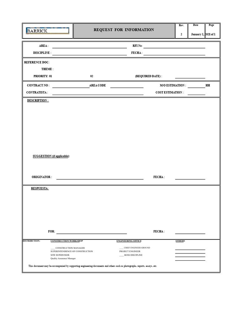 Construction RFI Request Template | PDF