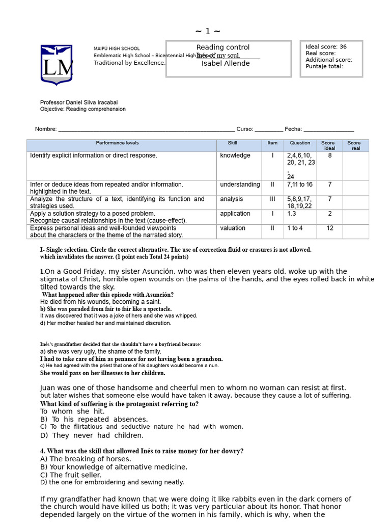 Reading Comprehension Assessment Guide | PDF