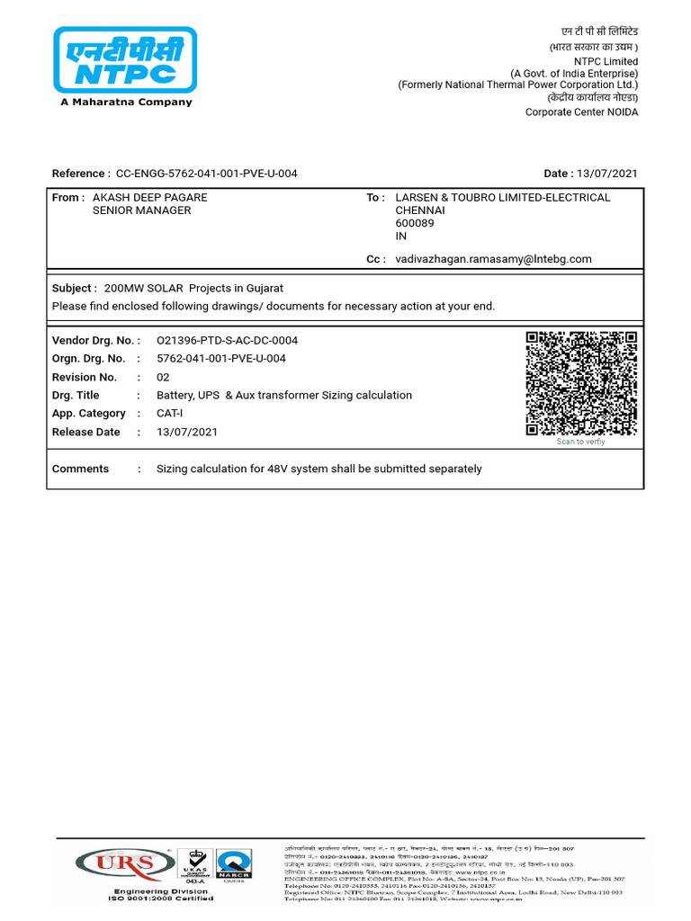 Solar Project Transformer Sizing Report | PDF | Battery Charger ...