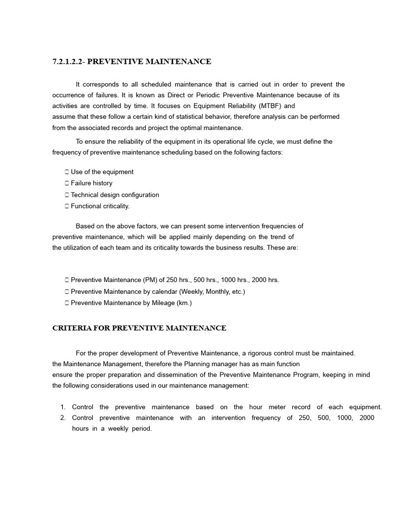 Preventive Maintenance Scheduling Guide | PDF | Reliability Engineering ...