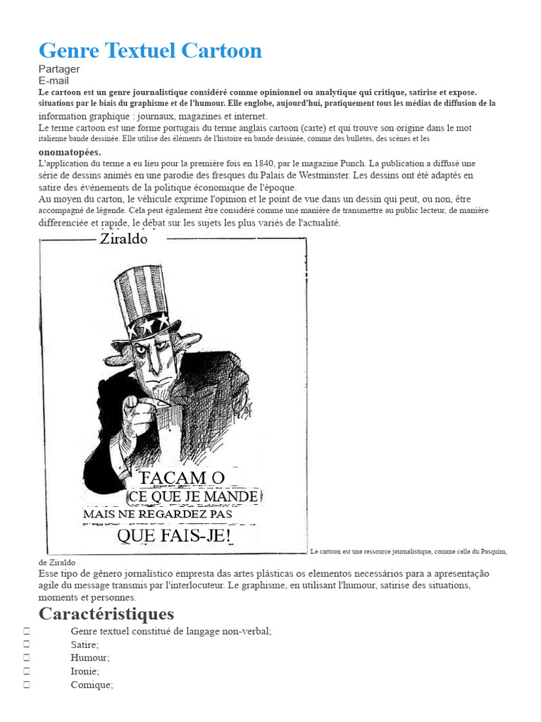 Comprendre le Genre Textuel Cartoon | PDF | Caricature | Journalisme