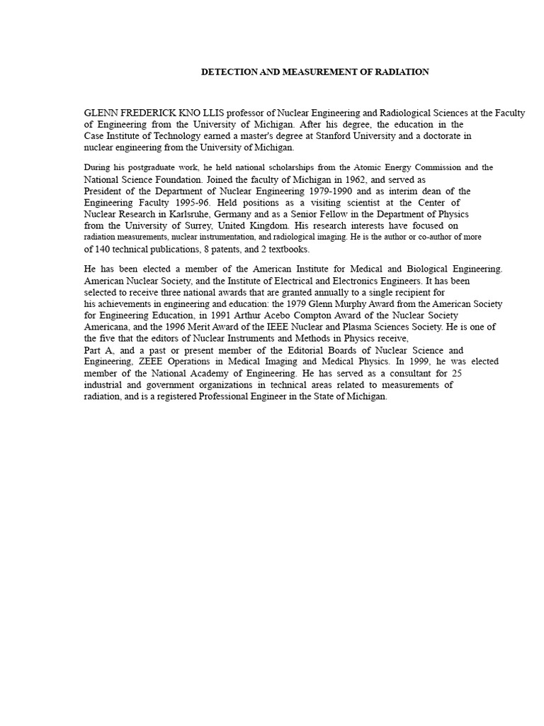 Radiation Detection and Measurement Techniques | PDF | Ionizing ...
