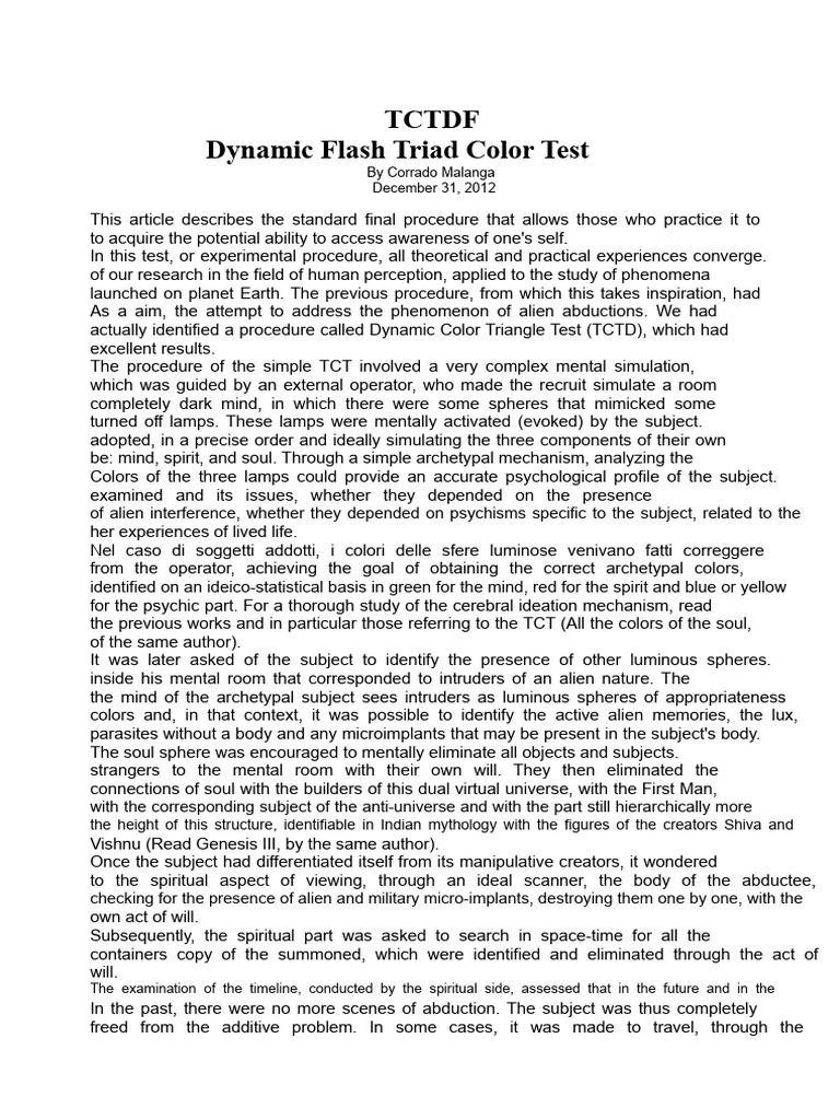 Dynamic Flash Triad Color Test Explained | PDF | Consciousness | Mind