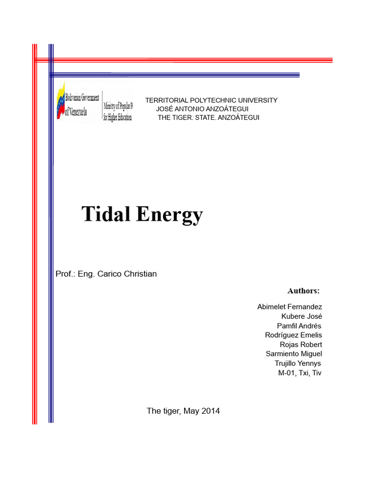 Tidal Energy | PDF | Tide | Sea