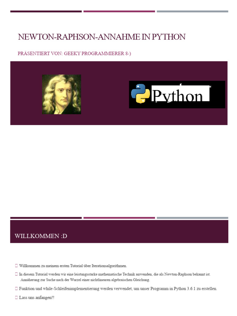 Newton-Raphson-Näherung in Python | PDF