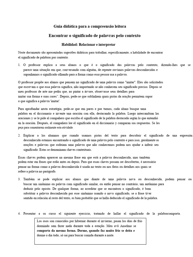 Significado de Palavras pelo Contexto | PDF | Palavra