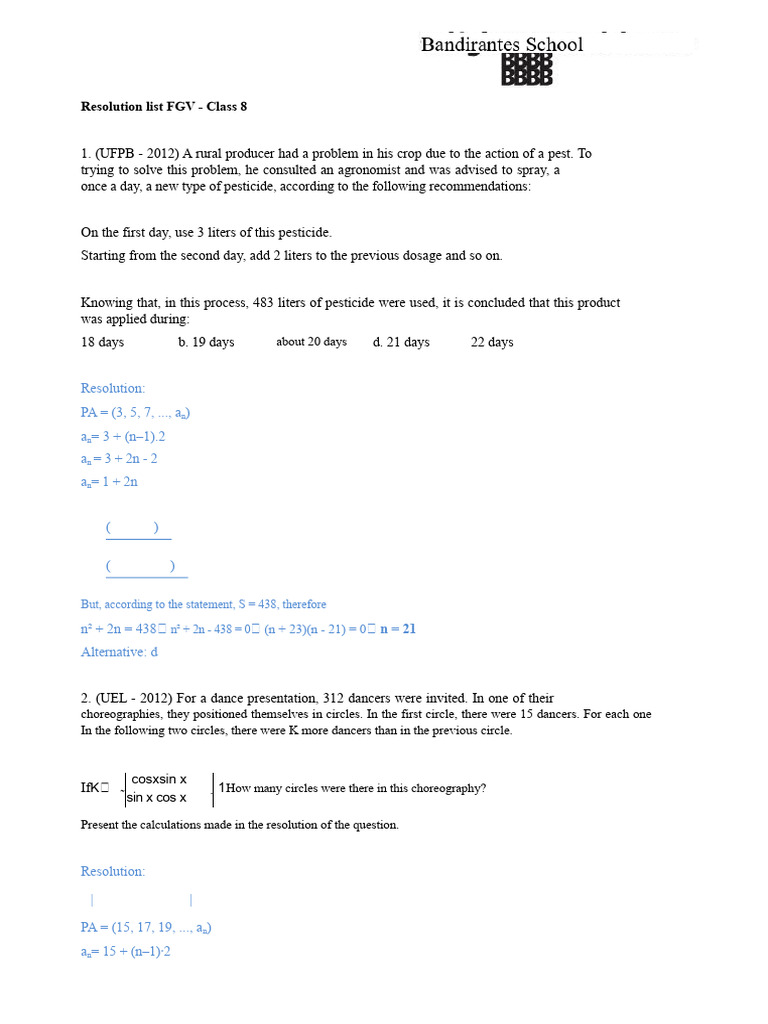 Arithmetic Progression Problem Solutions | PDF | Interest | Area