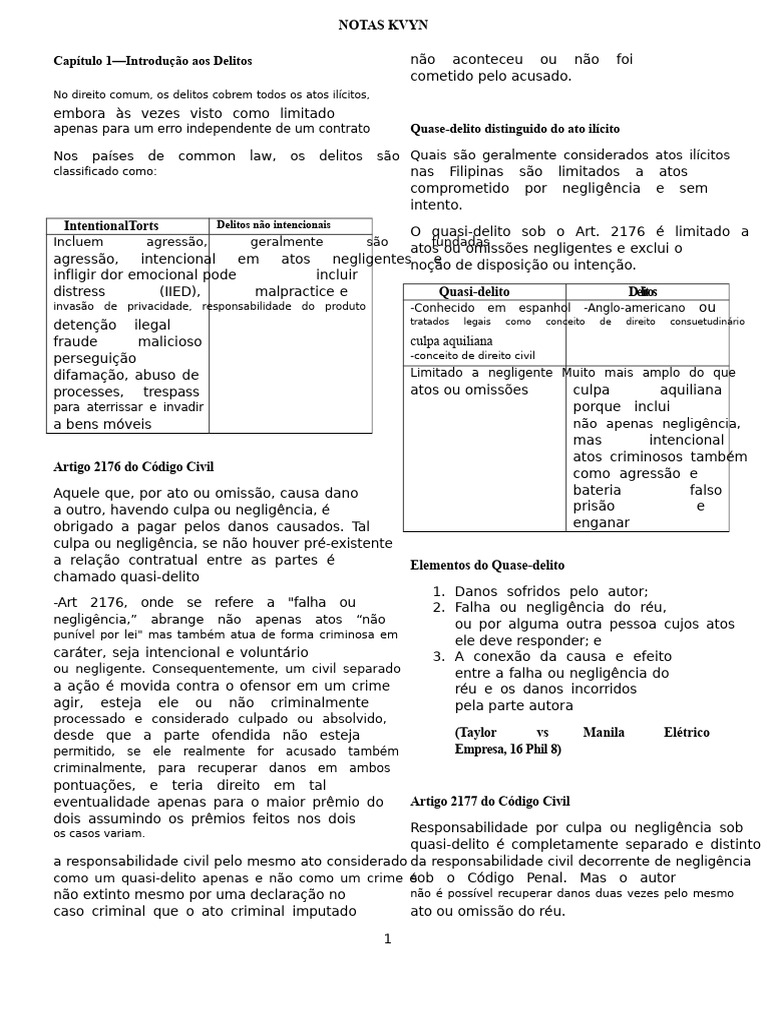 Notas de Kvyn sobre Delitos (Resumo do Livro) | PDF | Crimes | Crime e ...