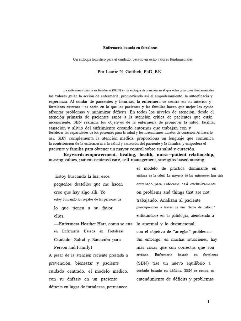 Enfermería Basada en Fortalezas | PDF | Enfermería | Cuidado de la salud
