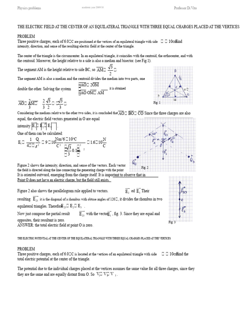 Electric Field and Potential in Triangles | PDF | Triangle | Euclidean ...