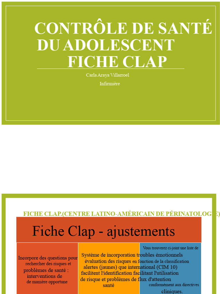 Contrôle de santé des adolescents : Fiche CLAP | PDF | Adolescence