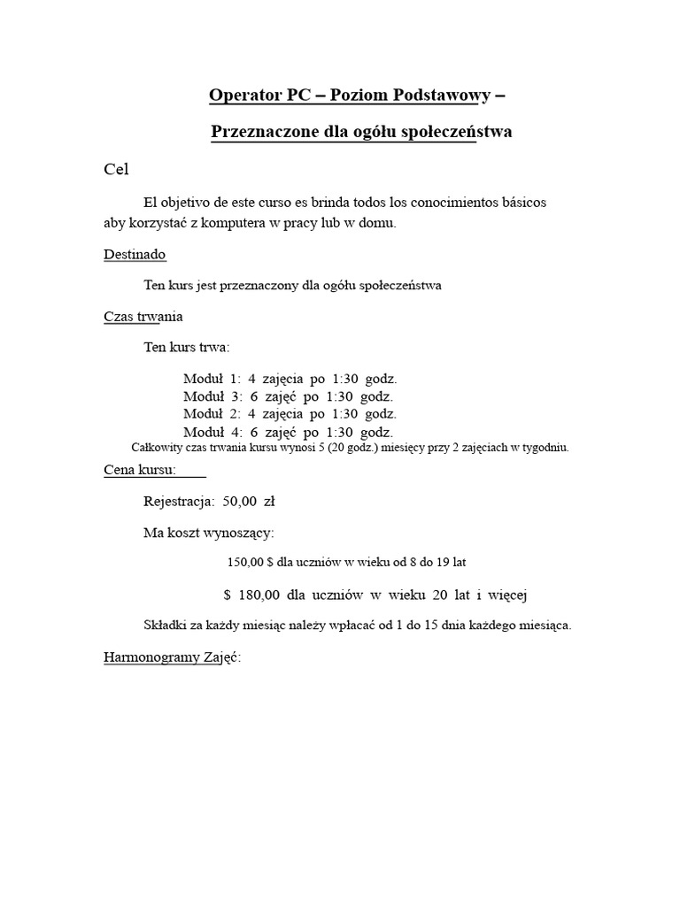 Operator PC - Poziom podstawowy | PDF