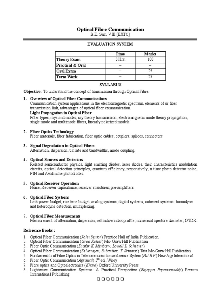 Optical Fiber Communication Syllabus | PDF | Science & Mathematics ...