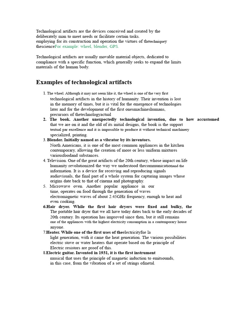 Key Examples of Technological Artifacts | PDF | Home Appliance | Smartphone