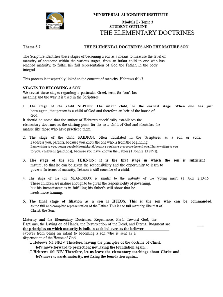 Stages of Spiritual Maturity in Christ | PDF | Baptism | Jesus