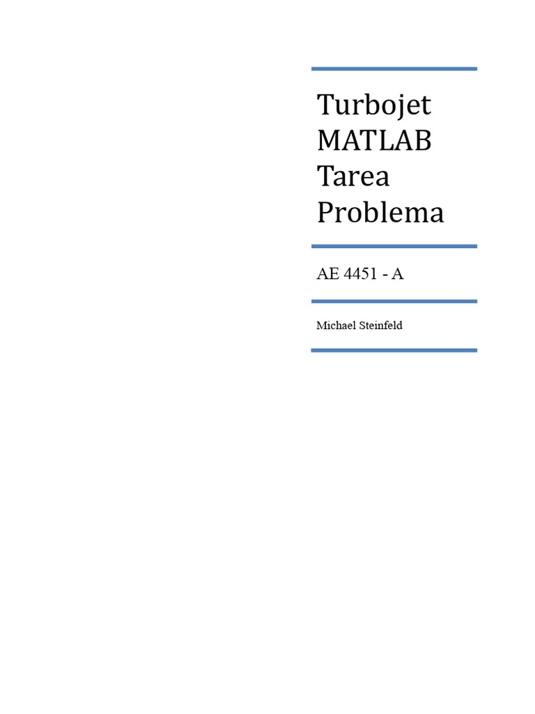 Análisis del Ciclo de Turbojet en MATLAB | PDF | Ingeniería mecánica ...