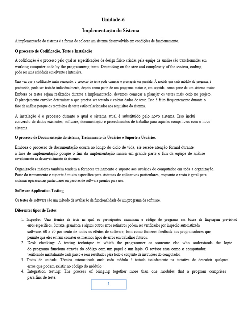 Implementação e Testes de Sistemas de Software | PDF | Testes de ...