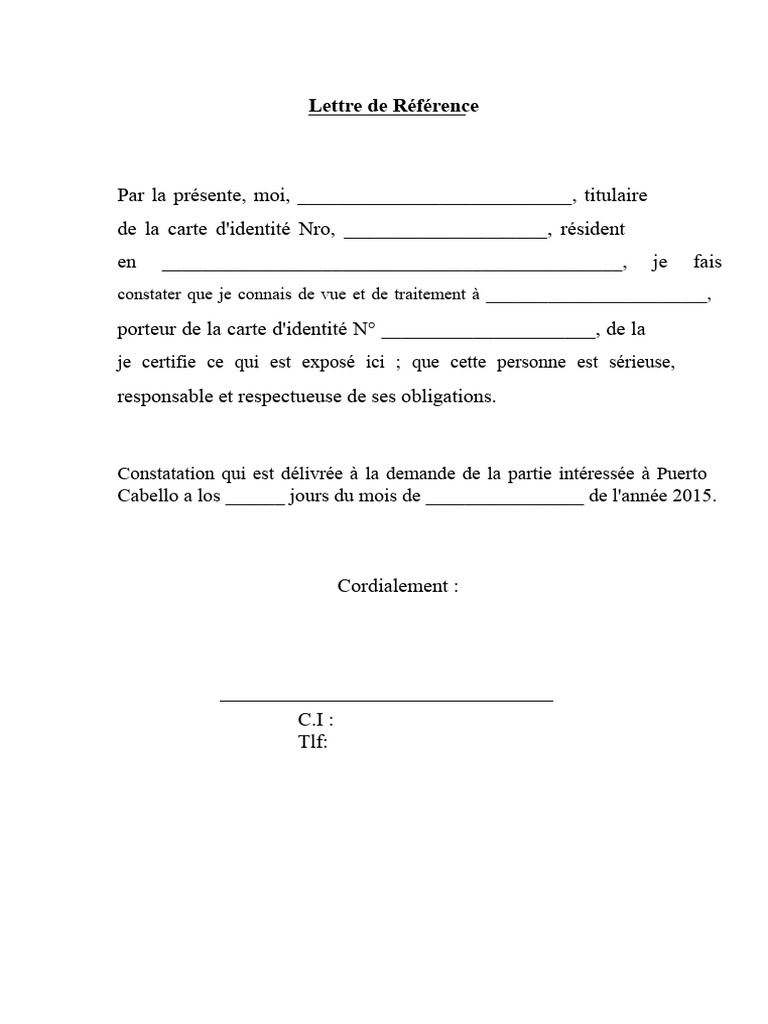 Lettre de Référence (Modèle) | PDF