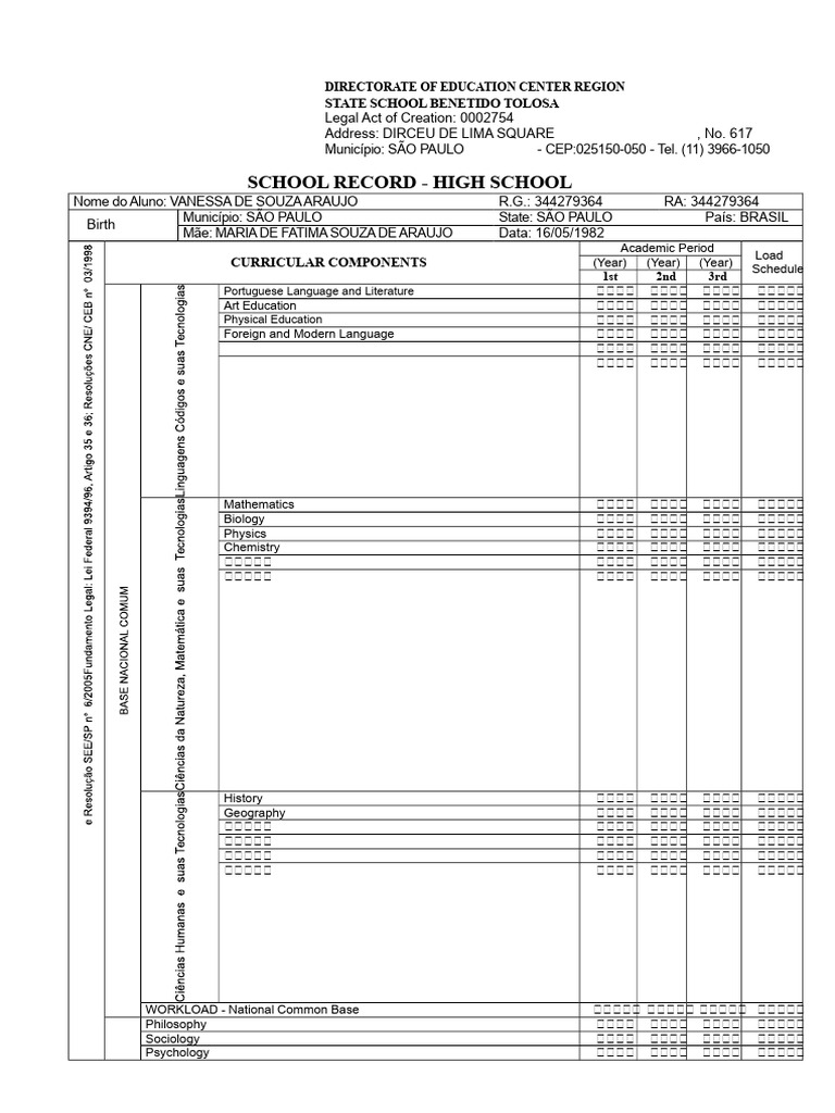 school transcript sp | PDF | Liberal Arts Education | Science