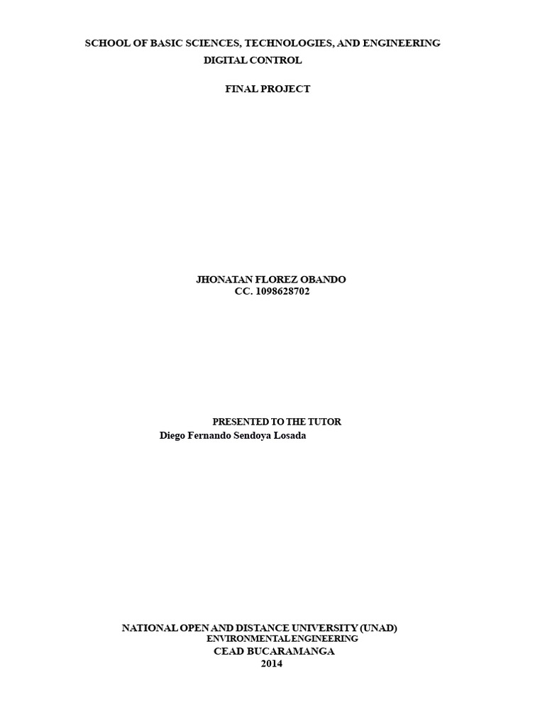 Digital Control System Design Project | PDF | Control Theory | Computer ...