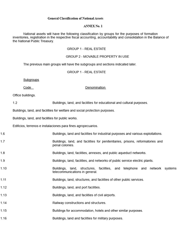 National Assets Classification Overview | PDF | Transport | Vehicles