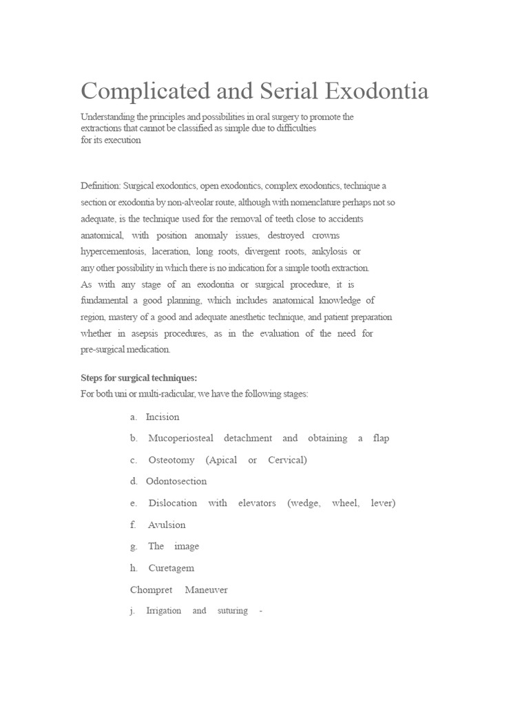 Complex Tooth Extraction Techniques | PDF