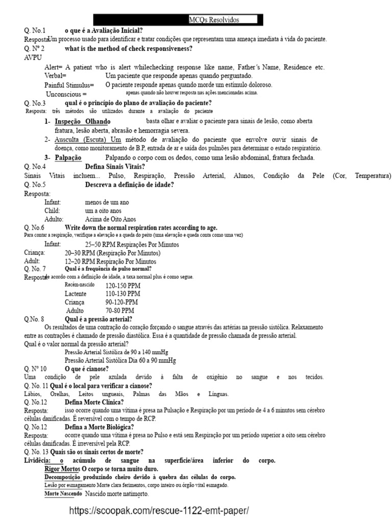 Avaliação Inicial e Sinais Vitais em Emergências | PDF | Hipoglicemia ...