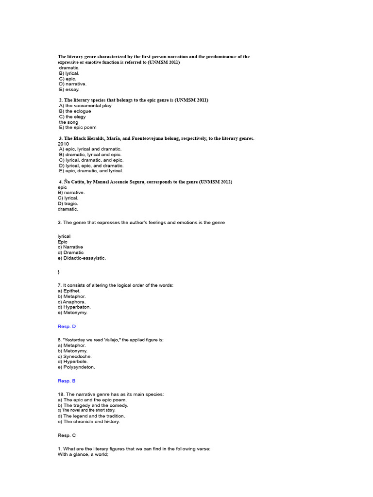 Literary Genres and Figures Explained | PDF | Genre | Metaphor