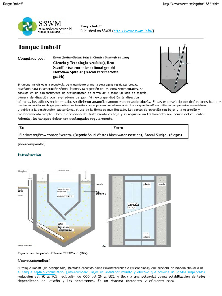 Tanque Imhoff: Tratamiento de Aguas Residuales | PDF | Aguas residuales ...