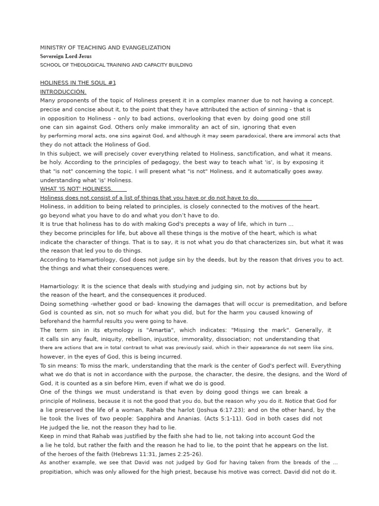 Understanding Holiness and Sin | PDF | Holiness Movement | Saint Timothy