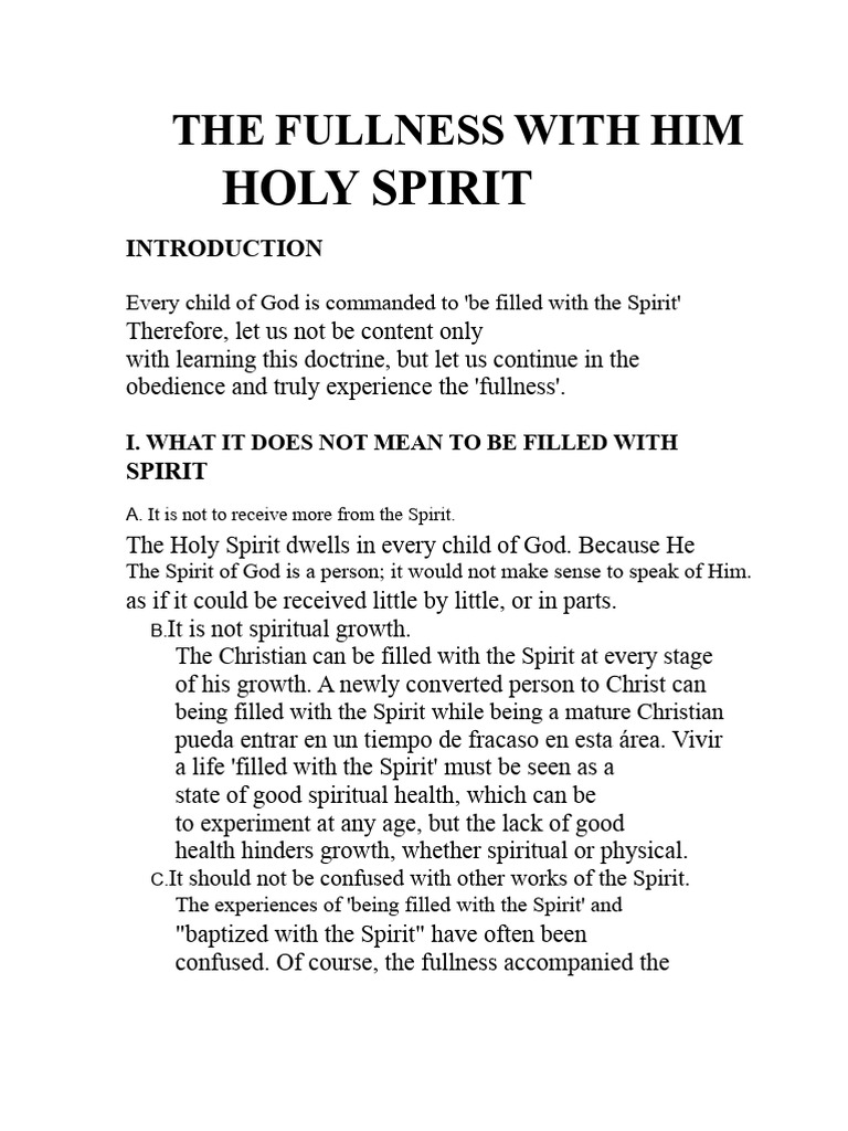 The Fullness With the Holy Spirit | PDF | Baptism | Acts Of The Apostles