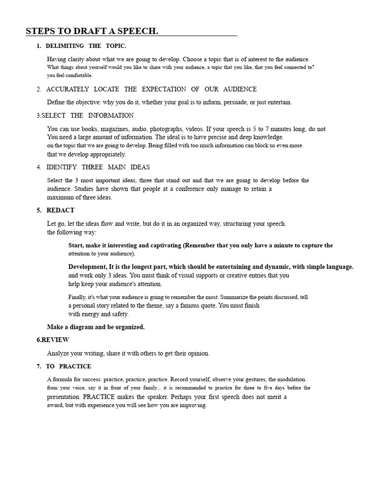 Steps to Draft an Effective Speech | PDF | Cognitive Science ...