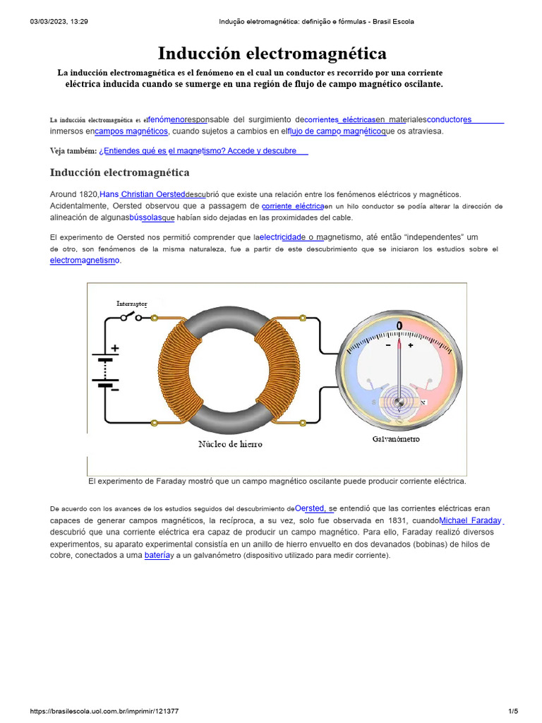 Inducción Electromagnética: Definición y Fórmulas | PDF | Inducción ...