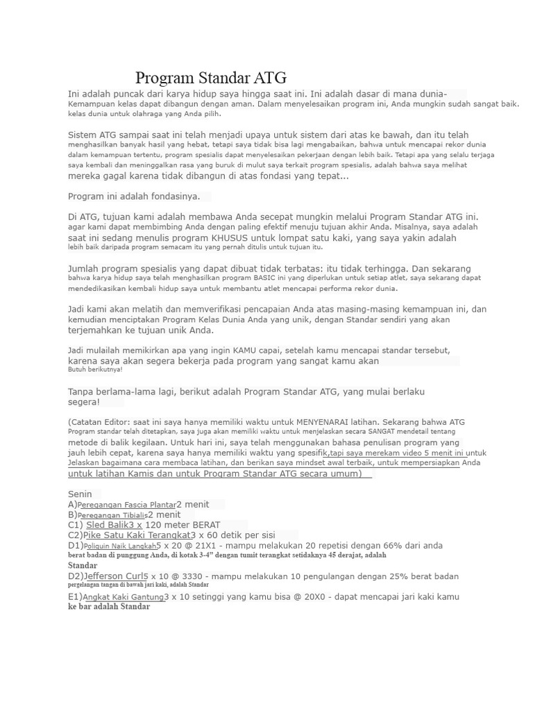 Program Standar ATG untuk Atlet | PDF