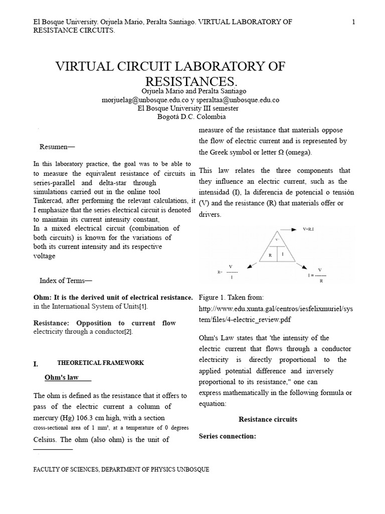 Virtual Laboratory for Resistance Circuits | PDF | Series And Parallel ...