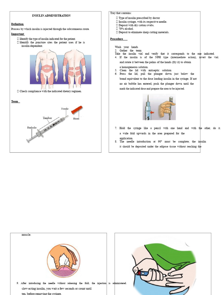 Subcutaneous Insulin Injection Guide | PDF | Injection (Medicine) | Syringe