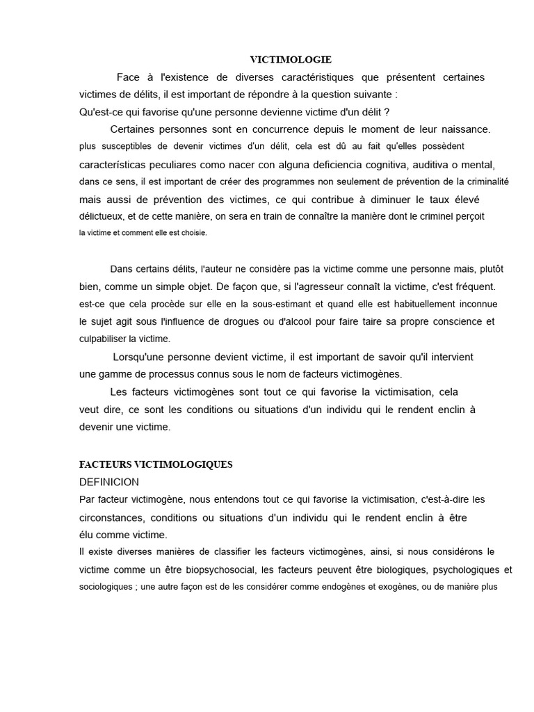 Facteurs de victimisation en criminologie | PDF | Crimes | Crime et ...
