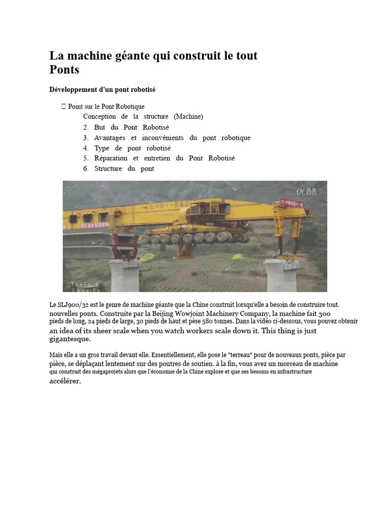 Machine géante SLJ900/32 : construction de ponts | PDF | Pont | Drone