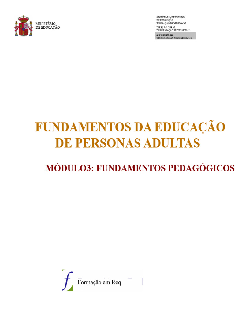 Fundamentos da Educação de Adultos | PDF | Pedagogia | Aprendizado