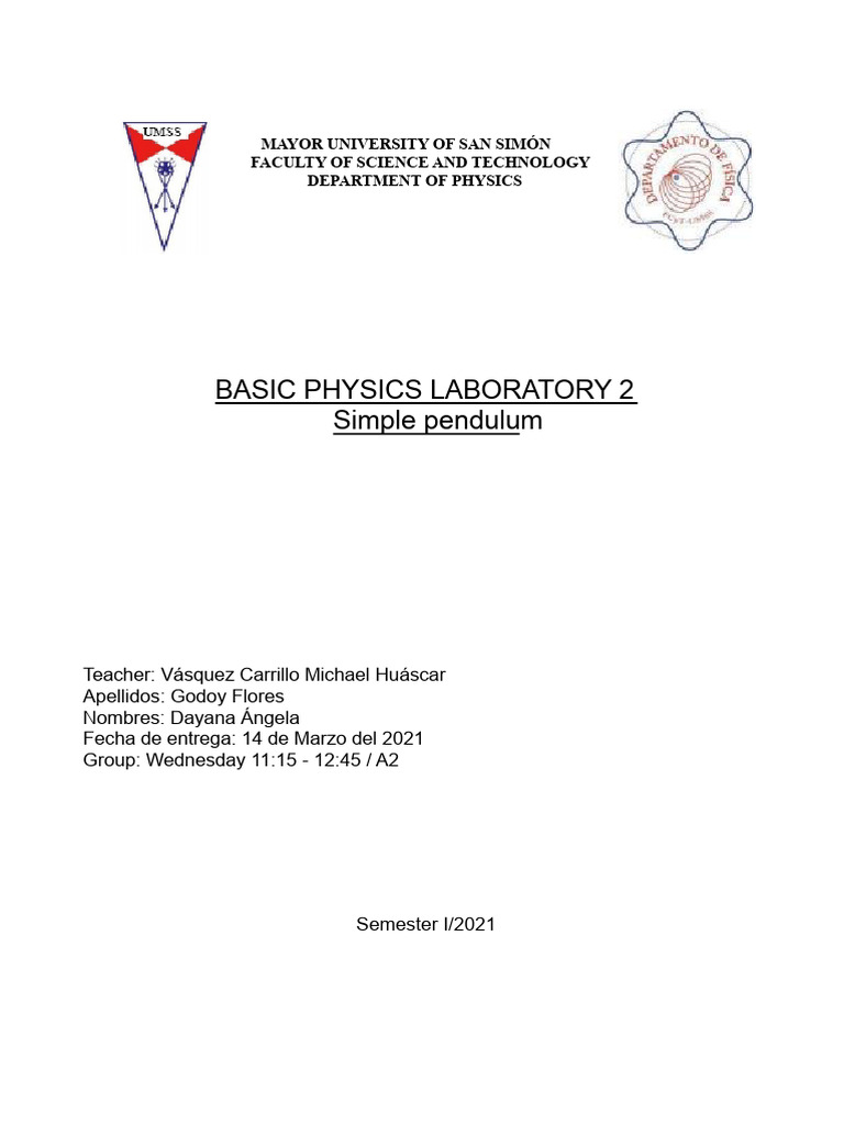 Simple Pendulum Experiment Report | PDF | Pendulum | Oscillation