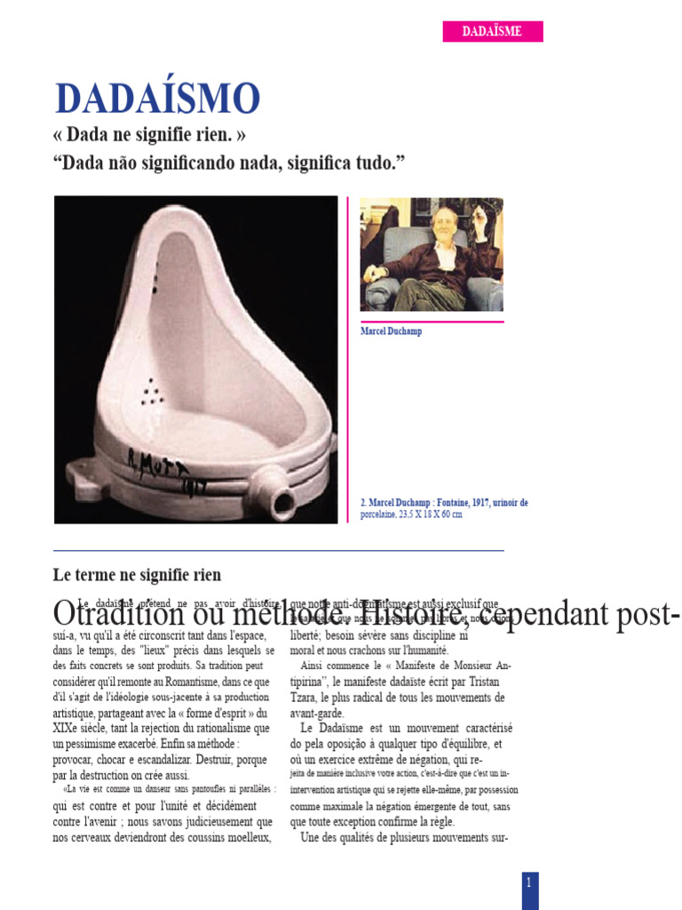 Dadaïsme : Rébellion artistique radicale | PDF | Mouvements | Arts