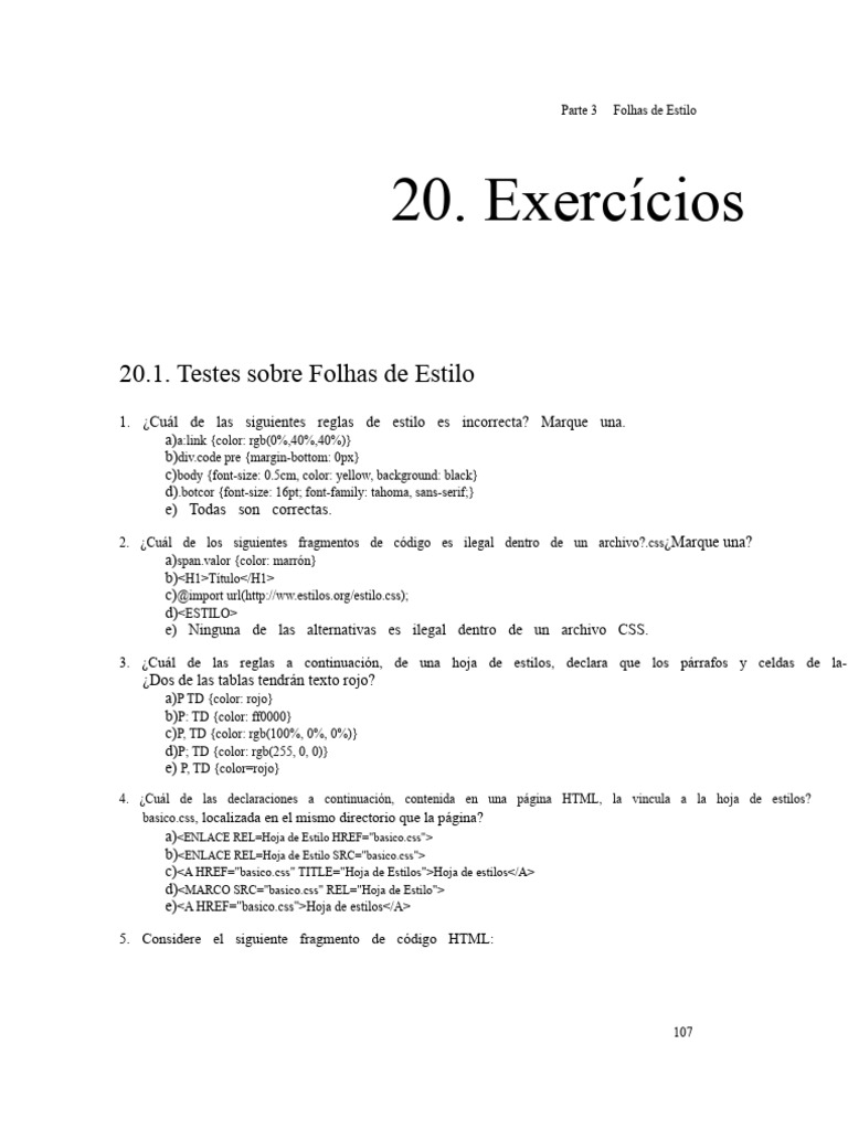 Ejercicios Prácticos de CSS y HTML | PDF | HTML | Color