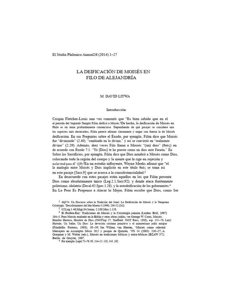 La Deificación de Moisés en Filón de Alejandría | PDF | Moisés | Dios