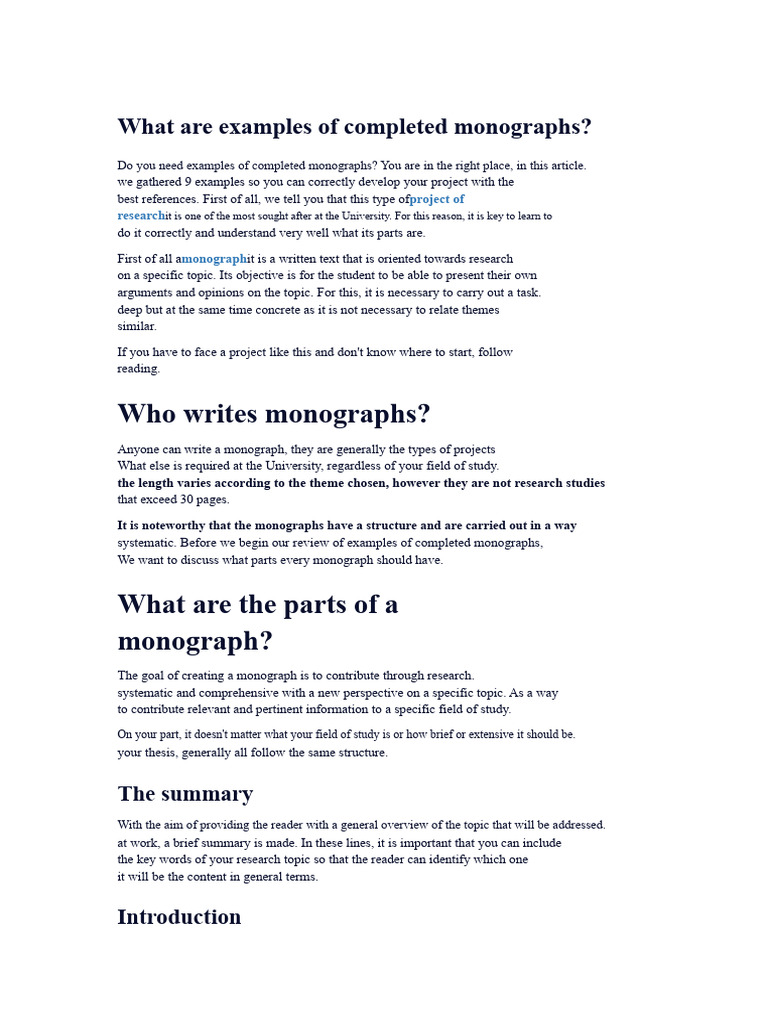 9 Examples of Completed Monographs | PDF | Bibliography