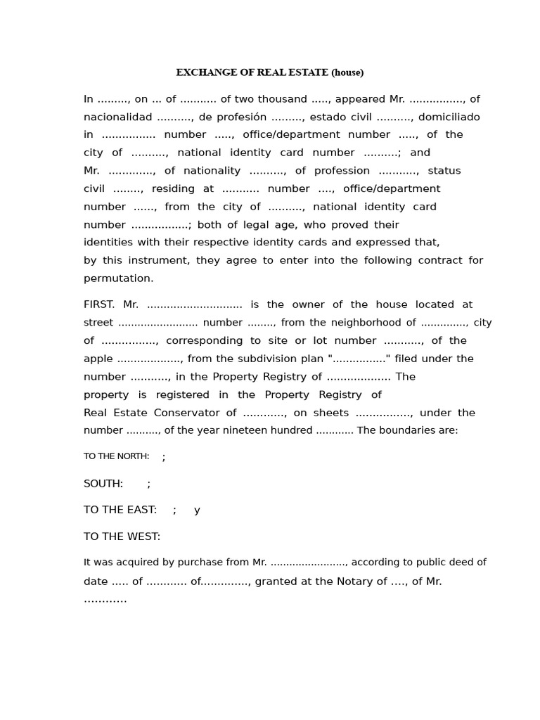 Real Estate Exchange Contract House | PDF | Property | Private Law